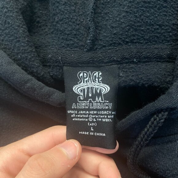 Vintage Space Jam Tune Squad Long-Sleeve Graphic Hoodie Black Unisex Size Large - Picture 3 of 9